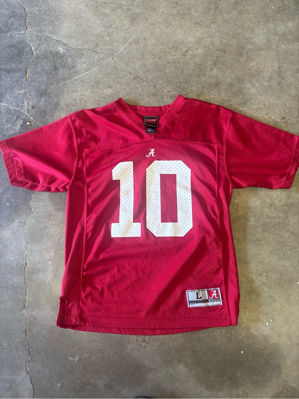 Alabama Crimson Red #10 YL Kids Football Jersey
